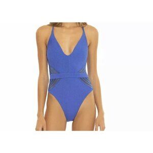 Isabella Rose Queensland High Leg Blue One Piece Womens Swimsuit Sz Small